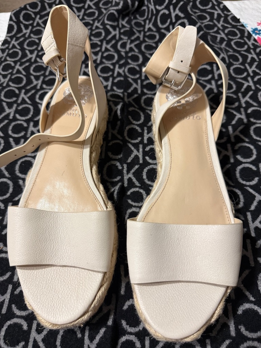 Vince Camuto Cream Ankle-Strap Espadrille Sandals